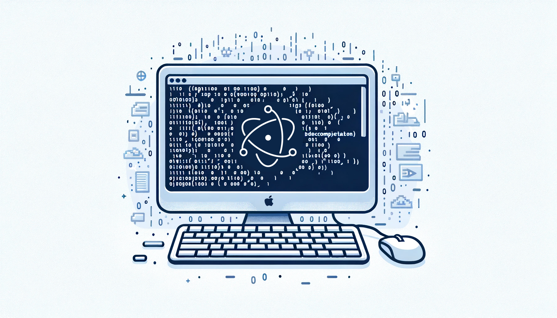 iMac with Electron being decompiled on it