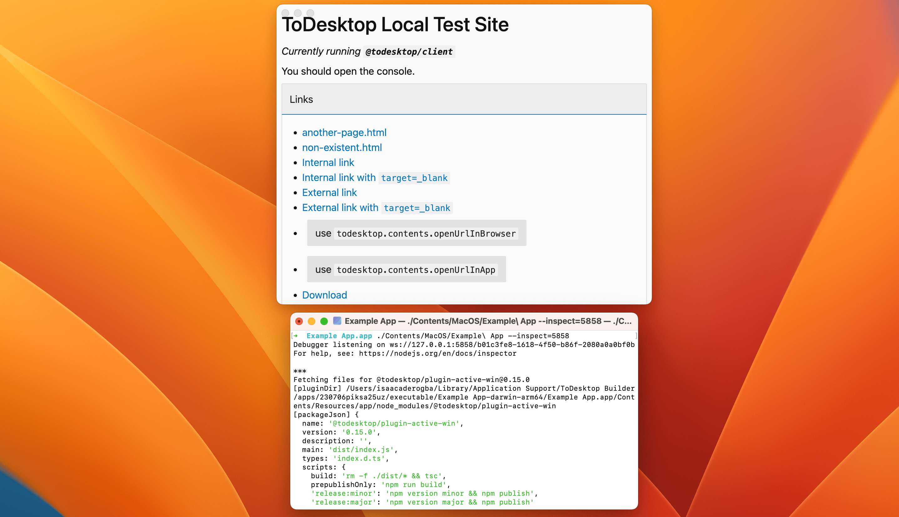 Dropdown menu showing the copy app pathname menu option