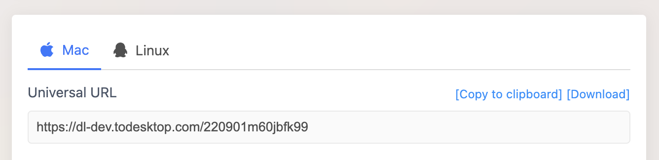 Copy the download link for your target platform