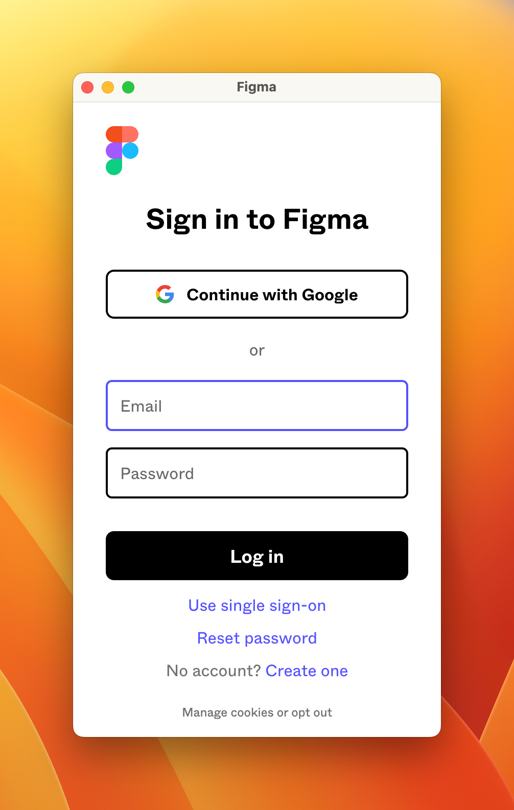 Figma login window using the rules specified in the above code.