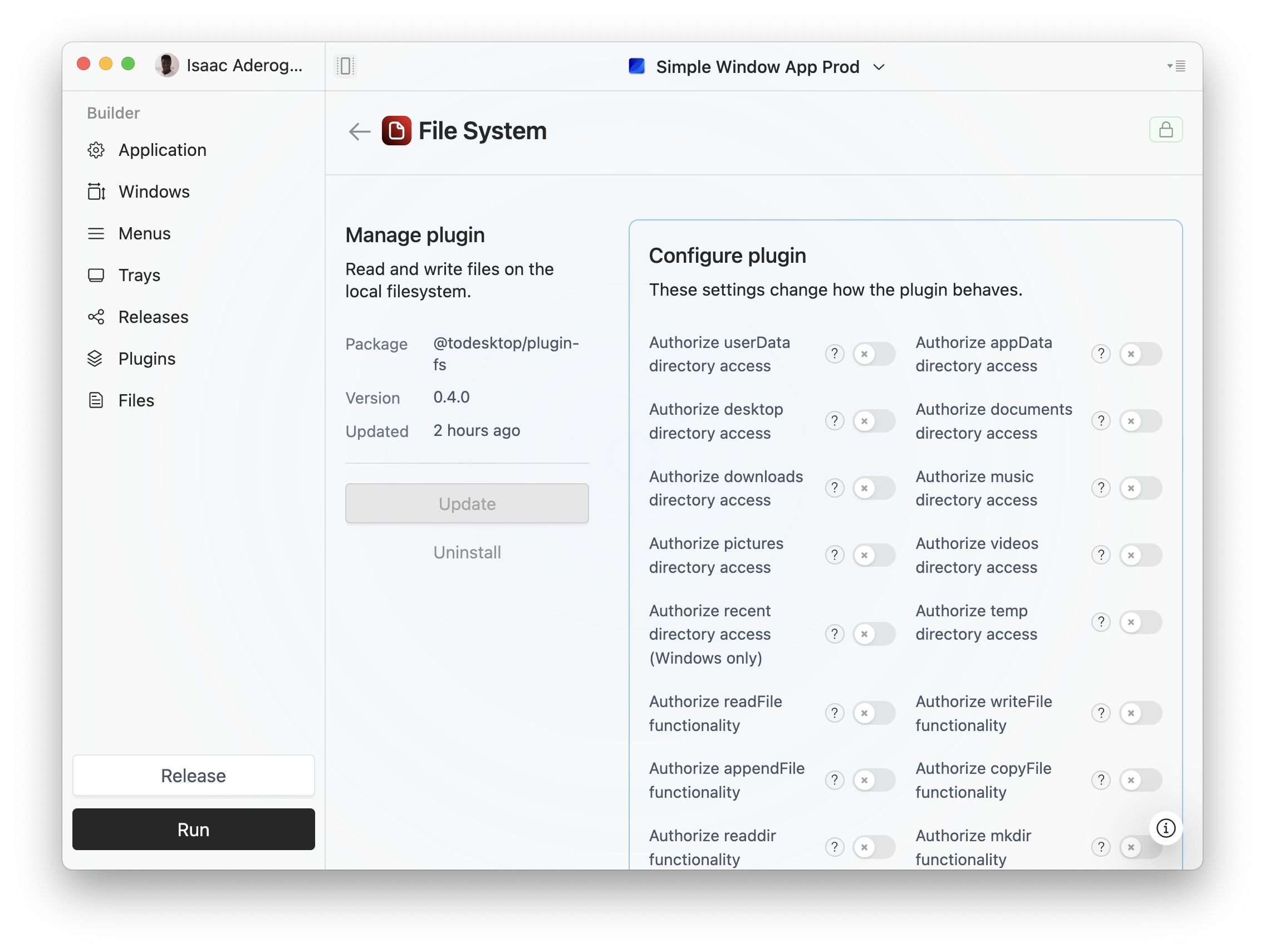 Plugin configuration options