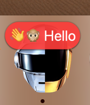 Text badge set to '👋🙊 Hello'