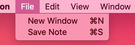 Save Note has been added to the Application Menu on Mac